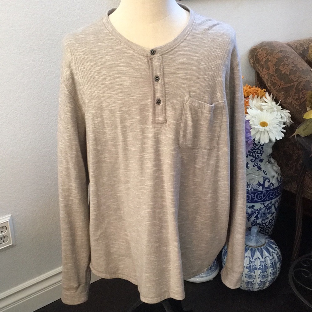 Lucky Brand long sleeve gray stripe henley